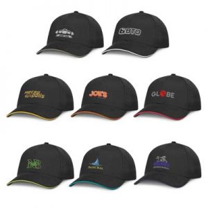 The TRENDS Swift Cap Black is a premium quality, structured 6 panel cap.  Brushed Heavy cotton.  Contrast sandwich trims. 8 colours