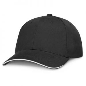 The TRENDS Swift Cap Black is a premium quality, structured 6 panel cap.  Brushed Heavy cotton.  Contrast sandwich trims. 8 colours