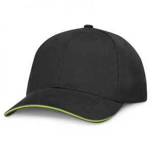 The TRENDS Swift Cap Black is a premium quality, structured 6 panel cap.  Brushed Heavy cotton.  Contrast sandwich trims. 8 colours