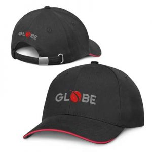 The TRENDS Swift Cap Black is a premium quality, structured 6 panel cap.  Brushed Heavy cotton.  Contrast sandwich trims. 8 colours