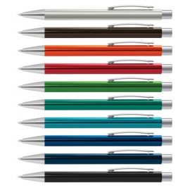 The TRENDS Lancer Pen is a retractable aluminium ball pen with shiny coloured barrels.  Engraving and print available.  10 colours.