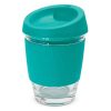 The TRENDS Metro Cup is a fashion inspired 340ml reusable glass coffee cup with push on silicone lid.  16 colours.  Great branded drinkware