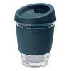 The TRENDS Metro Cup is a fashion inspired 340ml reusable glass coffee cup with push on silicone lid.  16 colours.  Great branded drinkware