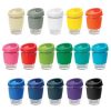 The TRENDS Metro Cup is a fashion inspired 340ml reusable glass coffee cup with push on silicone lid. 16 colours. Great branded drinkware