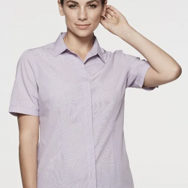 The Aussie Pacific Grange Lady Shirt Short Sleeve is a 65% polyester/35% cotton, micro-check ladies shirt. Available in 3 colours. Sizes 4 - 26.