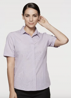 The Aussie Pacific Grange Lady Shirt Short Sleeve is a 65% polyester/35% cotton, micro-check ladies shirt. Available in 3 colours. Sizes 4 - 26.