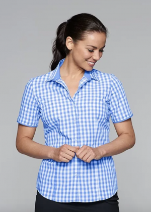 The Aussie Pacific Devonport Lady Shirt Short Sleeve is a 65% polyester/35% cotton slim line fit ladies shirt. 2 colours. Sizes 4 - 26.