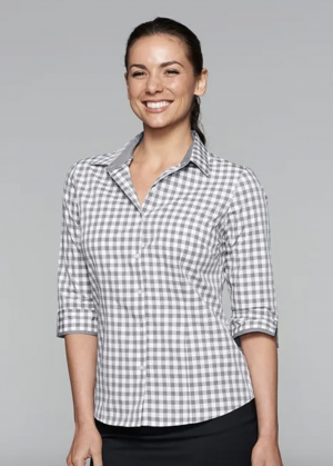 2908T The Aussie Pacific Devonport Lady Shirt 3/4 Sleeve is a 65% polyester/35% cotton slim line fit ladies shirt. Available in 2 colours. Sizes 4 - 26.