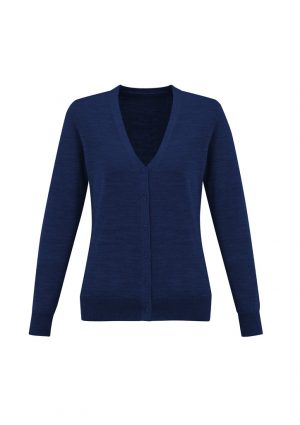 LC916L_Product_FrenchBlue_01 The Biz Collection Ladies Roma Cardigan is a 50% merino/50% acrylic, v-neck, buttoned cardigan. Available in 4 colours. Sizes XS - 3XL.