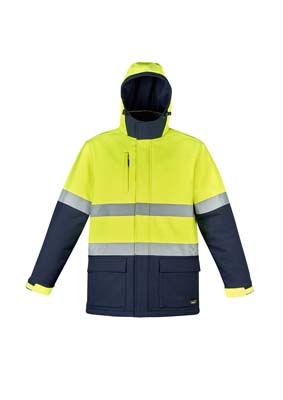 The Syzmik Unisex Hi Vis Antarctic Softshell Taped Jacket is a oxford bonded polyester softshell. 330 gsm Warm quilted lining. 2 colours