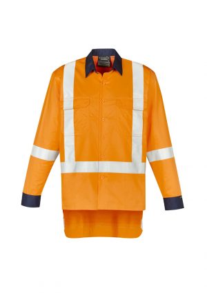 ZW126_Orange_TTMC-W17_F The Syzmik Mens TTMC-W17 X Back Work Shirt is a 100% cotton twill, mid weight, hi vis shirt. Available in Orange. Sizes XXS - 5XL, 7XL.