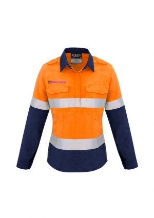 The Syzmik Womens FR Closed Front Hooped Taped Spliced Shirt is a 93% Meta-Aramid, light weight shirt. Available in 2 colours. Sizes 8 - 24.