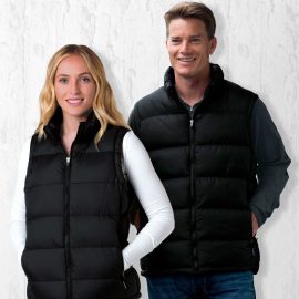 The Catalogue Frontier Puffa Vest is a 100% nylon ripstop puffa vest with pockets. Available in Black. Sizes XXS - 3XL, 5XL.