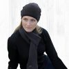 The Catalogue Merino Arctic Beanie is a 100% merino wool, reversible beanie. Available in Black/Charcoal. One size fits all.