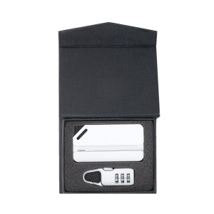 The Catalogue Combination Lock & Luggage Tag are perfect for travelling to ensure your luggage is secure and named. Available in silver.