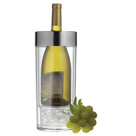 The Catalogue Single Wine Bottle Holder is a double walled, acrylic wine bottle holder with ice compartment.