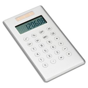The Catalogue Slimline Pocket Calculator is a solar powered, pocket sized calculator. Available in Aluminium.