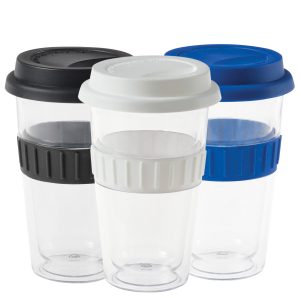The Catalogue Plastic Double-Walled Mug is a clear plastic, BPA free mug. Double-walled for insulation. Available in 3 colours.