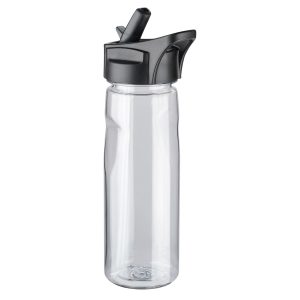 The Catalogue Sports Bottle is a BPA free, transparent sports bottle. Rubberised mouth piece with straw that flips up.