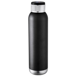 The Catalogue Soundwave Copper Vacuum Audio Bottle is a double walled, stainless steel bottle with a Bluetooth speaker and USB lid.