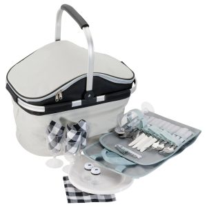 The Catalogue Picnic Carry Bag is a woven polyester picnic bag. Includes cutlery, plates, glassware and more.