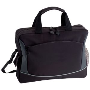 The Catalogue Conference Bag is a microfibre bag with carry handles and strap. Multiple compartments. Available in Black/Grey.