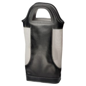 The Catalogue Two Bottle Wine Carrier is a PVA mesh carrier with handles. Holds two bottles of wine. Available in Black/Grey.