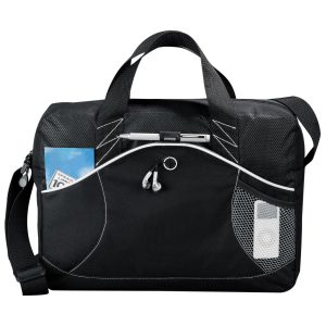 5149BK-boomerang-brief The Catalogue Boomerang Brief is a polycanvas briefcase. Handles and adjustable shoulder strap. Multiple compartments.
