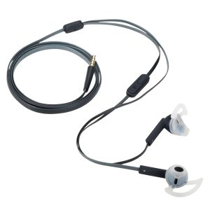 The Catalogue Armor Waterproof Sport Earbuds is a pouch containing waterproof earbuds with a built-in microphone on the cable.