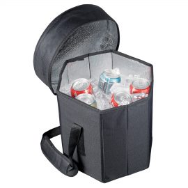 The Catalogue Cooler Seat is a polycanvas cooler that also conveniently makes up as a seat. Easy to store. Holds up to 24 cans.