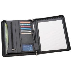 884BK-a4-leather-compendium-open The Catalogue A4 Leather Compendium is perfect for keeping documents secure and everything you need for a busy working day. In Black.