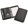 The Catalogue A5 Zippered Compendium With Calculator is a leather-look compendium with multiple pockets. Solar calculator. Writing pad.