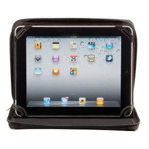 The Catalogue iPad Cover & Stand is an imitation leather and suede lined cover. Zipped closure. Cover converts to a stand.