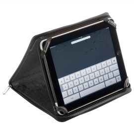 The Catalogue iPad Cover & Stand is an imitation leather and suede lined cover. Zipped closure. Cover converts to a stand.