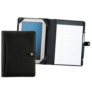 The Catalogue Pedova ETech Jr. Padfolio With Snap Closure is an Ultrahyde folder with brackets for devices and a writing pad.