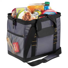 The Catalogue Arctic Zone 24 Can Workmans Pro Cooler is a 24L, polyester cooler. Multiple pockets. Padded shoulder strap.