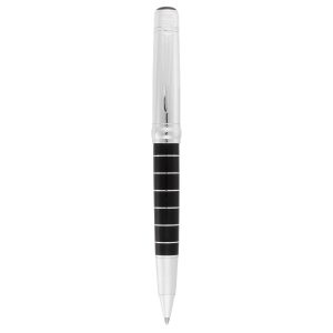 The Catalogue Cutter & Buck Twist Action Ballpoint Pen is a smart, metal pen. Silver plated with black resin. Black ink.