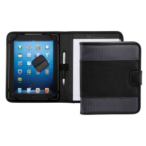 The Catalogue Cutter & Buck A5 Tech Pad Folder is a durable folder that includes a writing pad and brackets for an iPad/tablet.