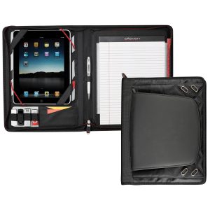 The Catalogue Elleven Large Zippered Padfolio is a Nylon and Polyester, zippered folder with pockets and holders. Writing pad included.