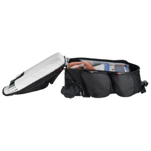 The Catalogue Elleven Wheeled Compu-Backpack is a dobby nylon backpack with multiple features. Perfect for work trips. Available in Black.