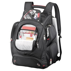 The Catalogue Elleven Checkpoint-Friendly Backpack is a dobby nylon backpack with multiple features. Available in Black.