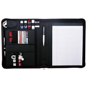 The Catalogue Elleven Vapor Zippered Padfolio is a textured ultrahyde, zippered business folder. Multiple holders.