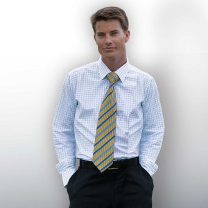 The Catalogue The Axiom Check Shirt – Mens is a 55% cotton/45% polyester, check shirt. Tapered fit. Available in White/Mid Blue. Sizes S - 3XL, 5XL.