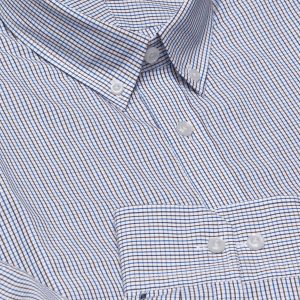 The Catalogue The Cedar Hill Check Shirt – Mens is a 100% cotton shirt with pocket. Tapered fit. White/Navy/Brown. Sizes S - 3XL, 5XL.