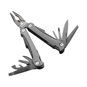 The Catalogue Trekk Multi Tool is a multi functional tool with a nylon pouch. Stainless Steel in Black. 13 functions.