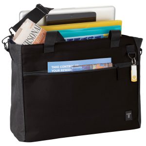 TZ1002-tranzip-brief-15”-computer-tote-right-lifestyle The Catalogue Tranzip Brief 15” Computer Tote has multiple compartments and pockets. Shoulder strap and carry handles.