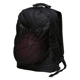 The Catalogue Basket Backpack is a polyester backpack with multiple mesh pockets. Heavy duty grab handle and rubber feet.