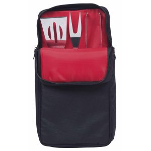 The Catalogue BBQ Grill Tool Set is a 3-piece, stainless steel BBQ set. Includes a polyester carry bag. Available in Black.