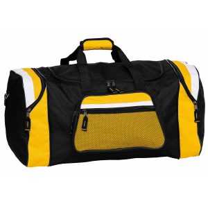 The Catalogue Contrast Gear Sports Bag is a polyester sports bag with multiple compartments. Shoulder strap and handle. 4 colours.