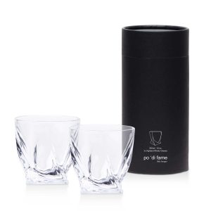 The Catalogue Highland Whisky Glass Set is a set of 2 whisky glasses. Holds 300ml of liquid. Curved design with square base.